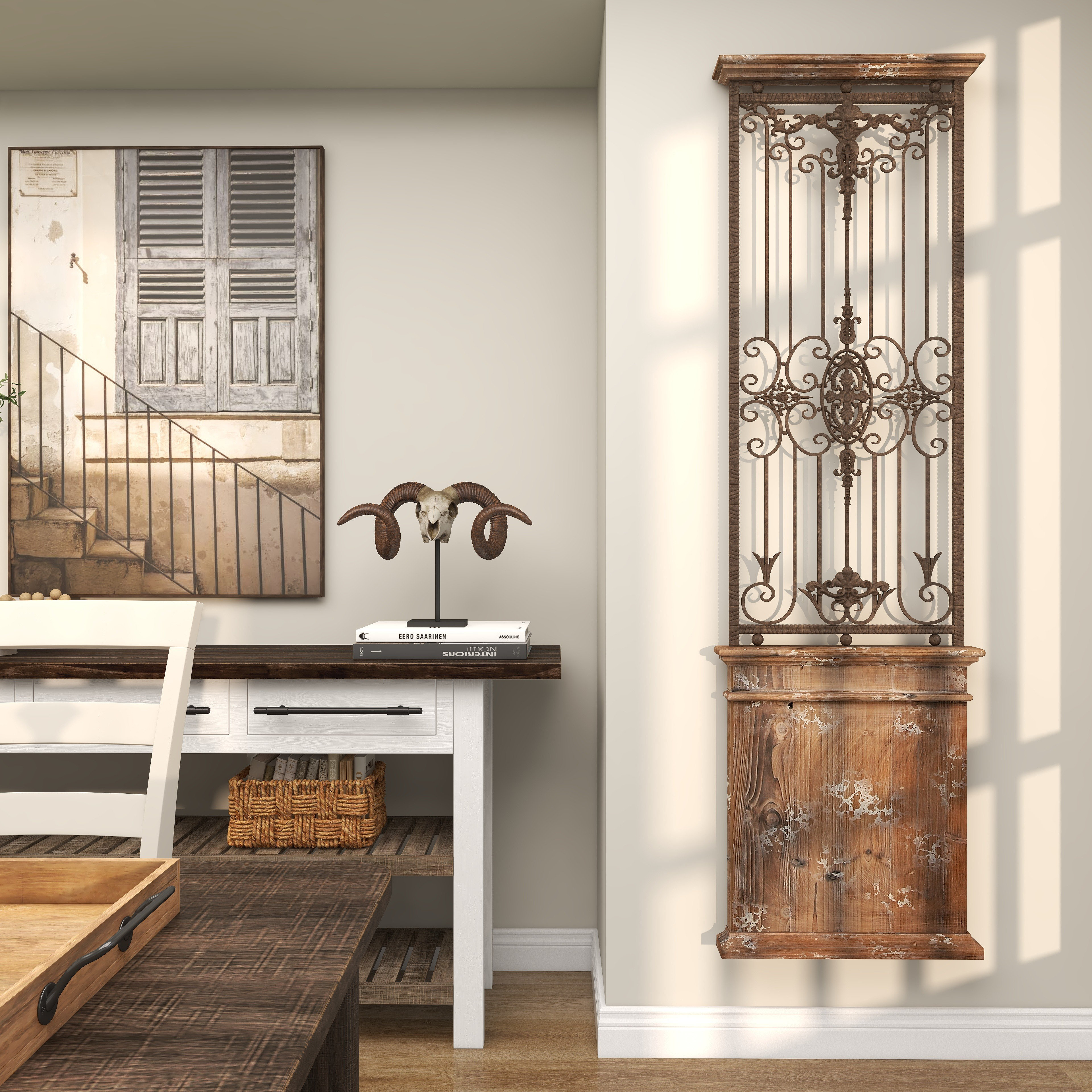 Ophelia Co Wood Distressed Door Inspired Ornamental Panel Scroll