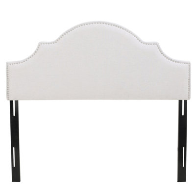 Full & Queen Sized Headboard - Elegant Design, Nailhead Stud Decoration, Adjustable Legs, Cozy Fabric Charming Arched , Height, Upholstery, Grey Color