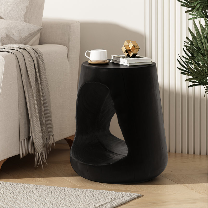 Table d'appoint ronde noire Hollow