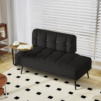 Modern 2-Seater Upholstered Bench With 360° Swivel Tray – Velvet Sofa With Backrest & Metal Legs, As Bed End Bench, Entryway Seating Or Living Room