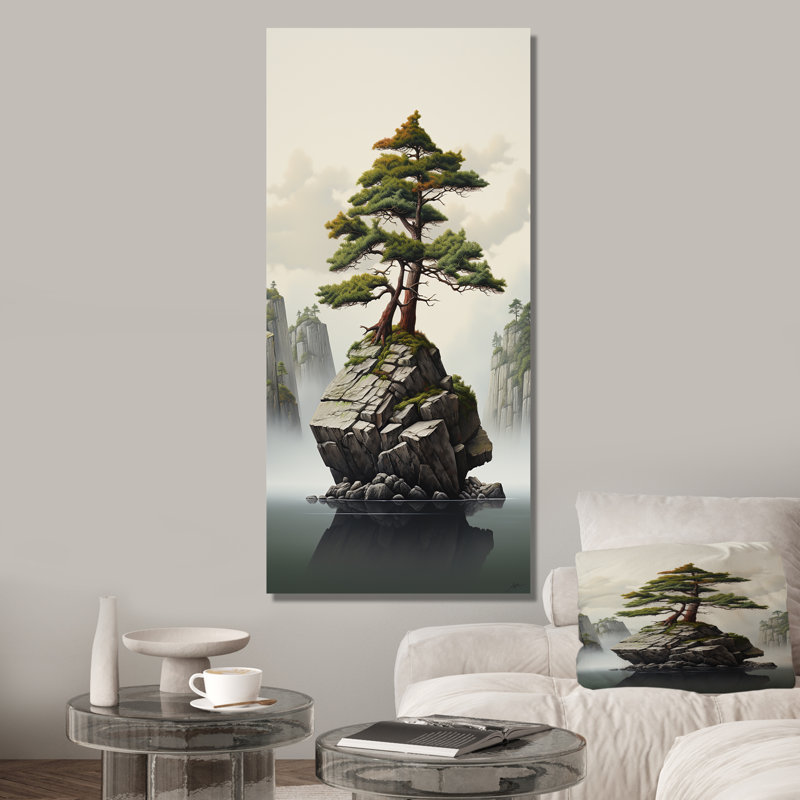 Art zen miniature Bonzai III, Toile tendue, H 32 po x l 16 po