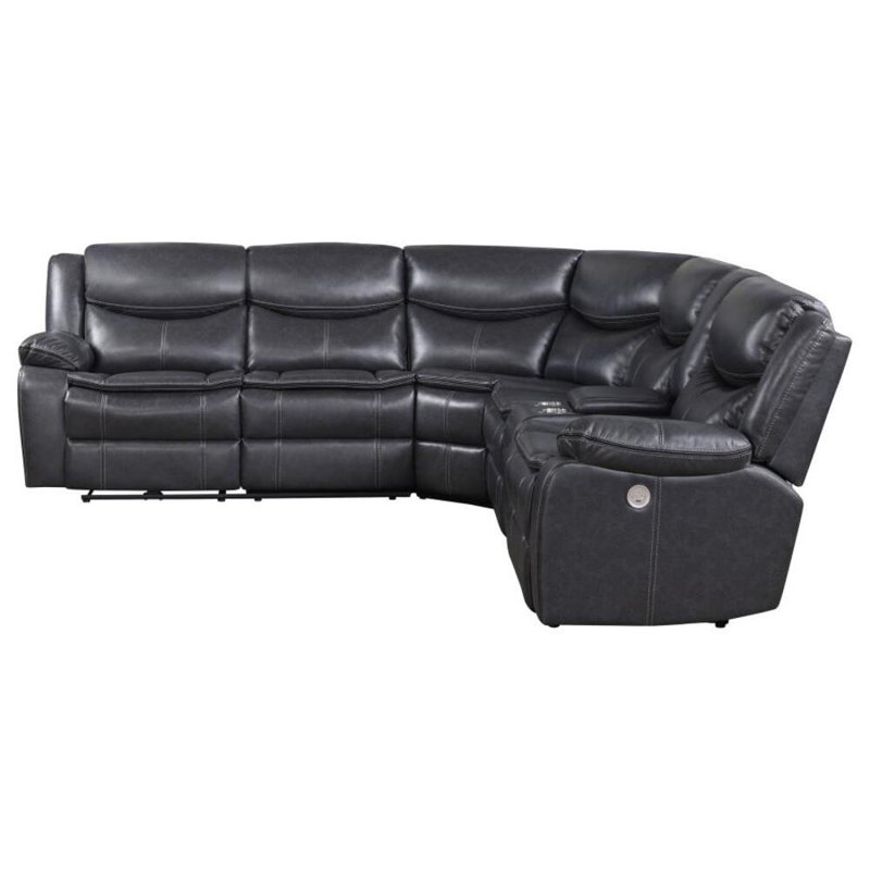 Duward Upholstered Power Reclining Sectional Sofa Grey