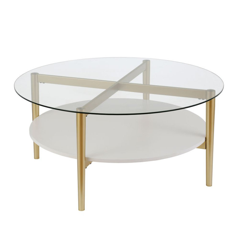 Otto Glass Top Single Coffee Table, White