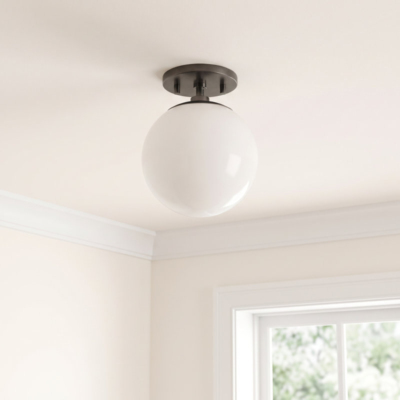 Luna Glass Semi Flush Mount, Old Bronze