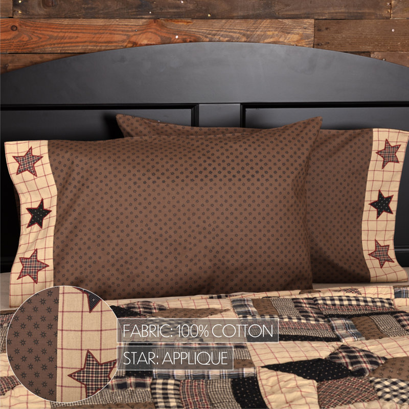 Bingham Star Chocolate Brown and Black Cotton Pillowcase Set