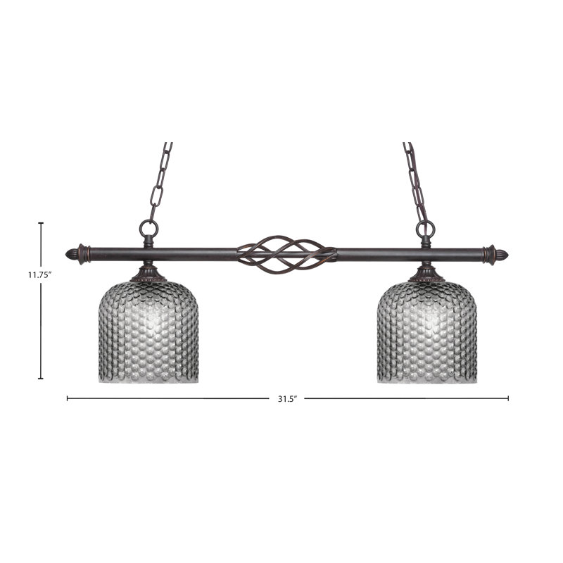 Éclairage pour îlot 2 lumières Elegante, H 12,75 po x l 31,50 po x P 7,50 po, Noir / transparent