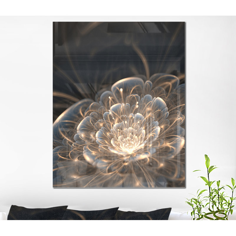 «Abstract Fractal Flower With Golden Rays», reproduction sur toile - Fleur fractale, H 46 po x l 36 po x P 1,5 po