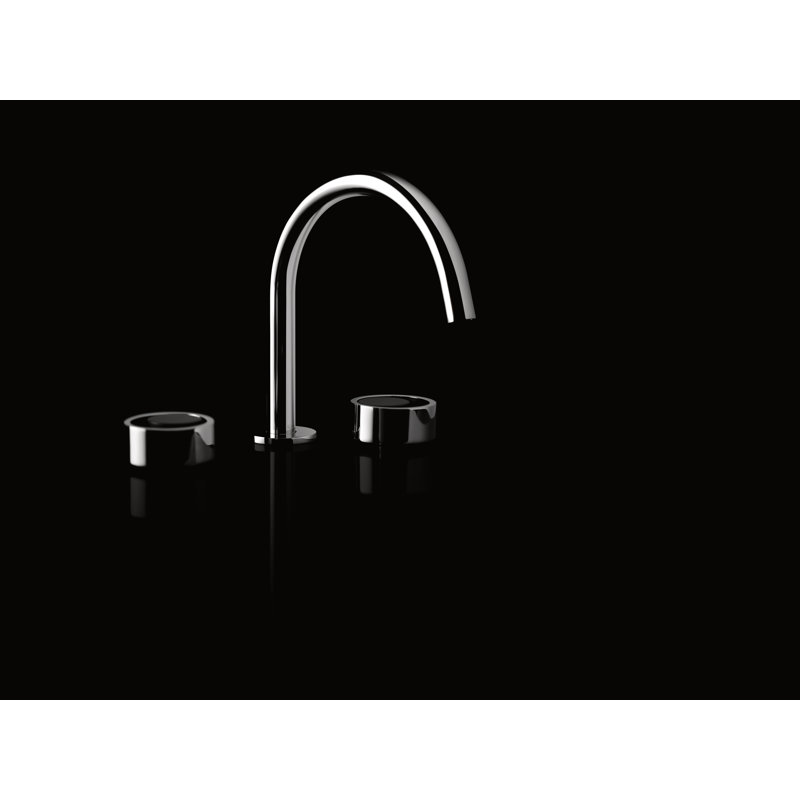 Modern Black and Chrome Brass Widespread Bathroom Faucet
