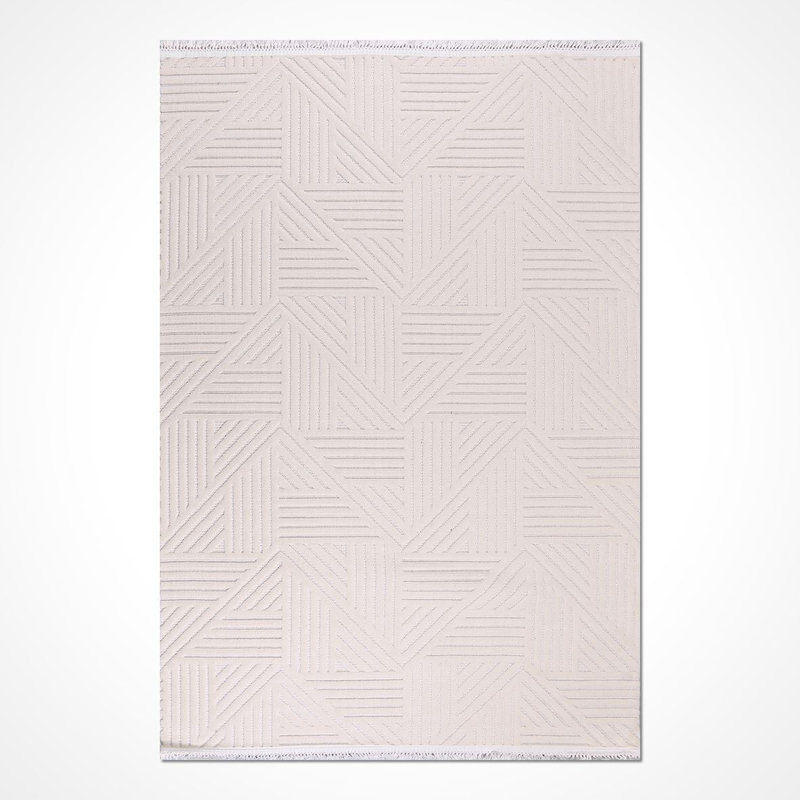 Modern/Abstract Cream Machine Washable Non-Slip Area Rug, Rectangle 2'8" x 5'