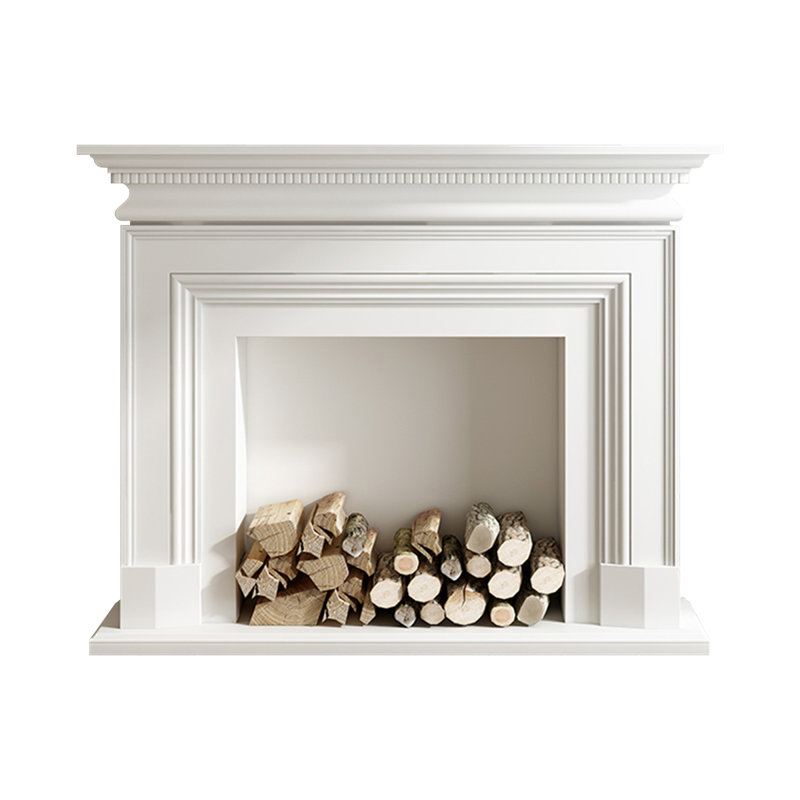 White Solid Wood Freestanding Fireplace