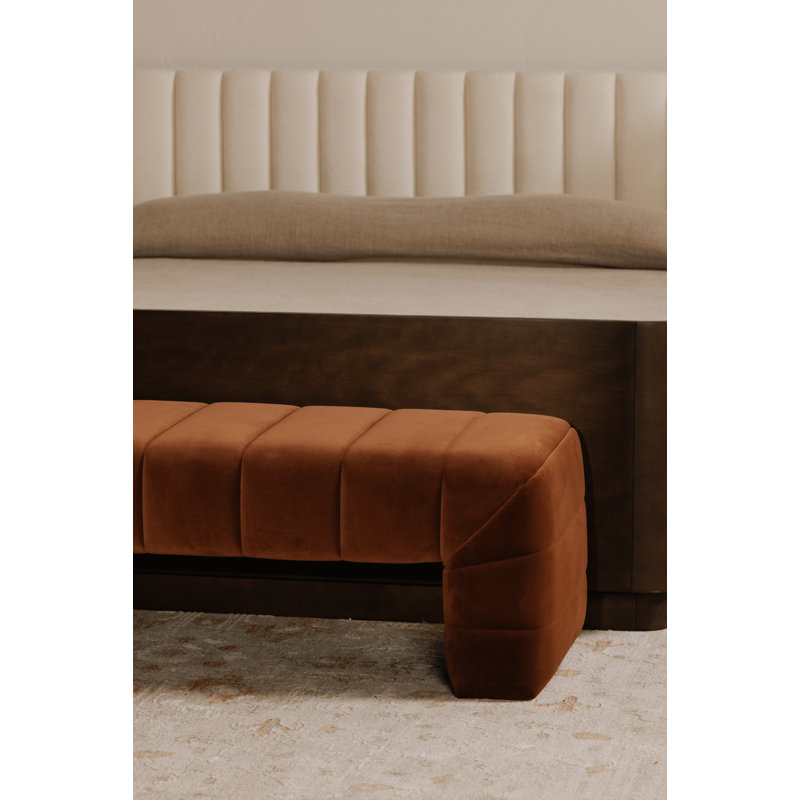 Verity Upholstered Bench, Warm Brown Velvet