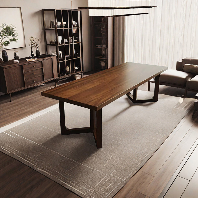 Roushey Walnut Solid Wood Dining Table, 29.53”H x 70.87”L x 31.5”W