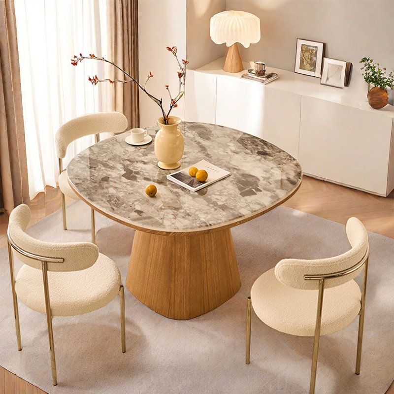Ensemble de table de salle à manger moderne en faux marbre, 5 pièces: table, 4 chaises, H 29,52 po x L 47,24 po x l 47,24 po