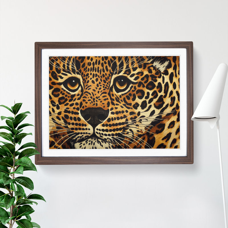 Dreamy Leopard - Single Picture Frame Print, 25cm H x 34cm W, Walnut