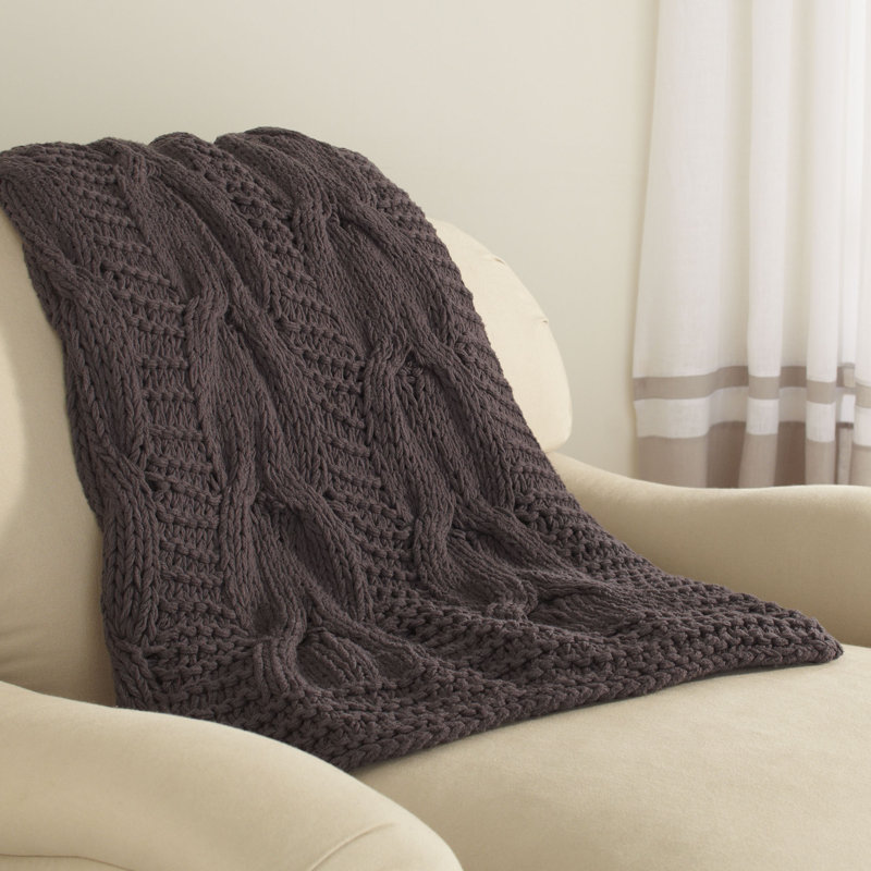 Wildomar Knitted Throw Blanket, Charcoal