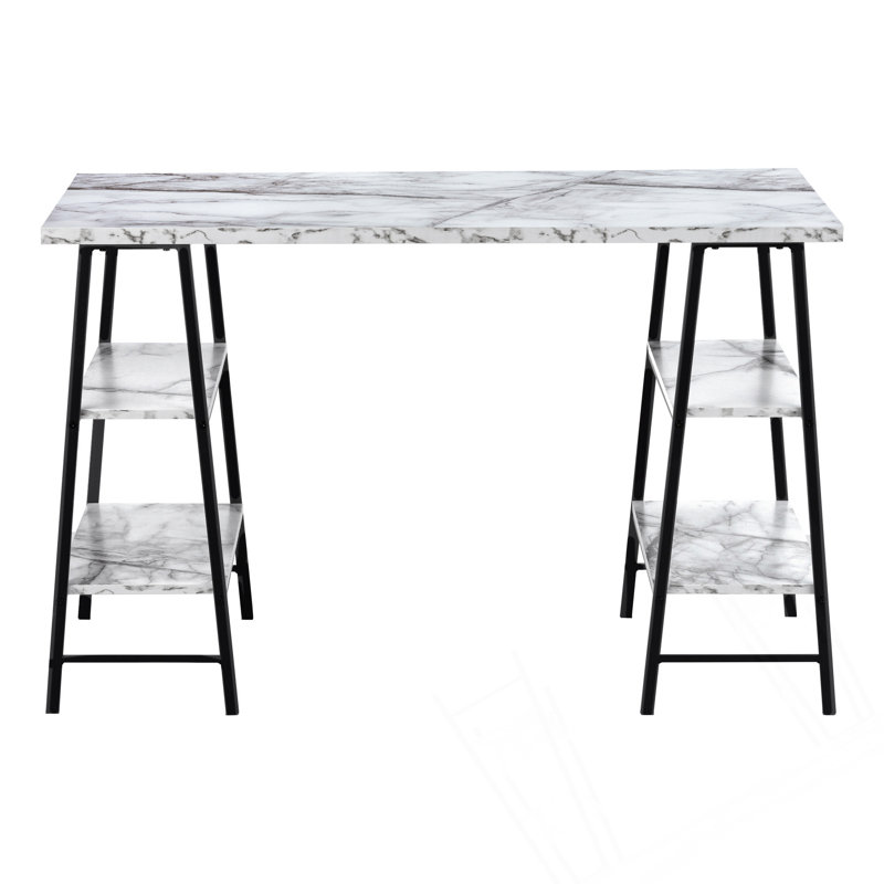 Modern Computer Desk With Storage Shelves, White