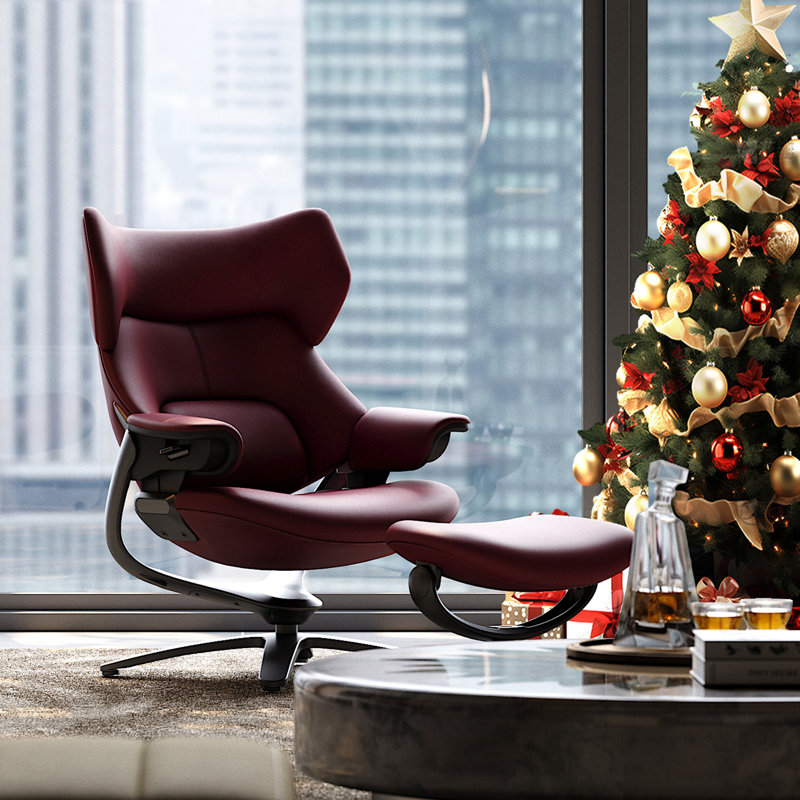 Chaise pivotante inclinable en cuir véritable avec appui-tête réglable et repose-pieds pour le salon, le bureau, la chambre à coucher et le bureau. Fauteuil inclinable de luxe en cuir véritable pour lire et se détendre (rouge)