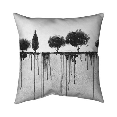 Industrial White Pillow - Ink Bleeding Trees – Outdoor Throw Pillow with Insert, Weather-Resistant