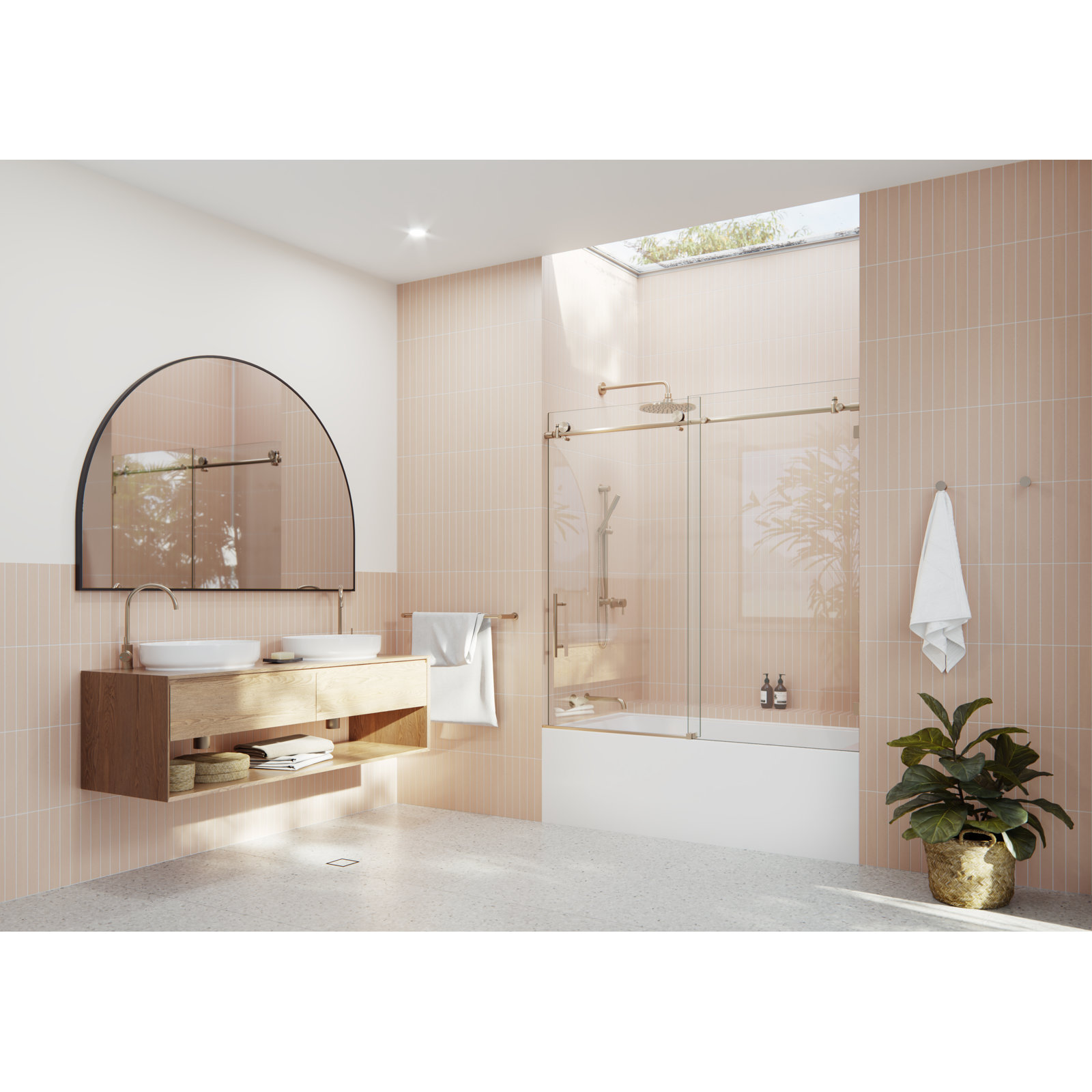 Eclipse Frameless Sliding Tub Door, Brushed Bronze