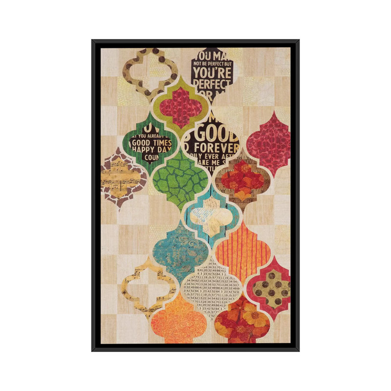 «Moroccan Mod I», impression sur toile, H 26 po x l 18 po x P 1,5 po, Toile avec cadre noir, Pas de tapis