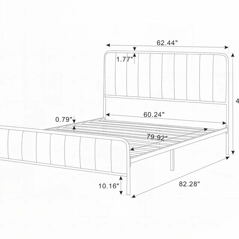 Upholstered Bed Frame, Khaki