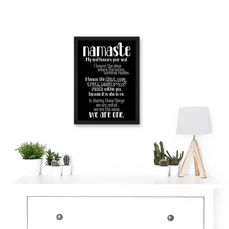 Quote Typograph Text Namaste Blackboard Definition - Single Picture Frame Print