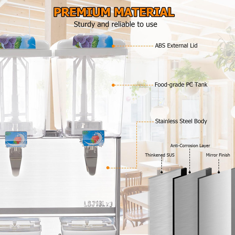 Commercial Beverage Dispenser 4.8 Gal Juice Cold Beverage Dispenser,Food  Grades Material Stainless Steel Commercial Juice Dispenser With Thermostat  Controller for Cold Drink Restaurant Hotel Party