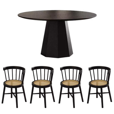 4 - Person Solid Wood Top Pedestal Dining Set