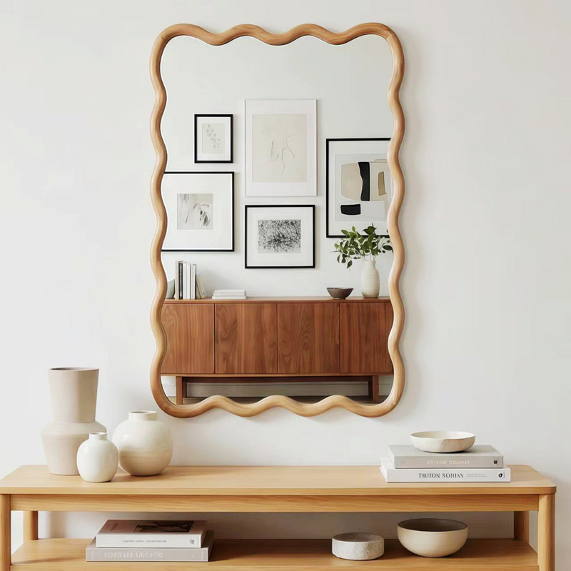Miroir décoratif rectangulaire en bois, Bois naturel