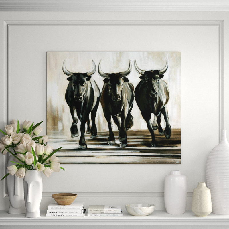 Running Bulls Print, 36" H x 43" W, Image Brush Gel