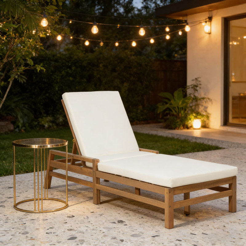 Adjustable Outdoor Chaise Lounge, 1, Light Teak