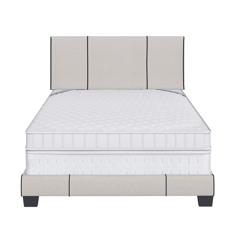 Lucena Off-White Linen Upholstered Queen Platform Bed with Adjustable Headboard