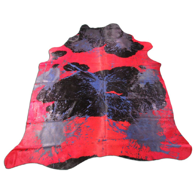 Dyed Red Acid Washed Cowhide Rug
