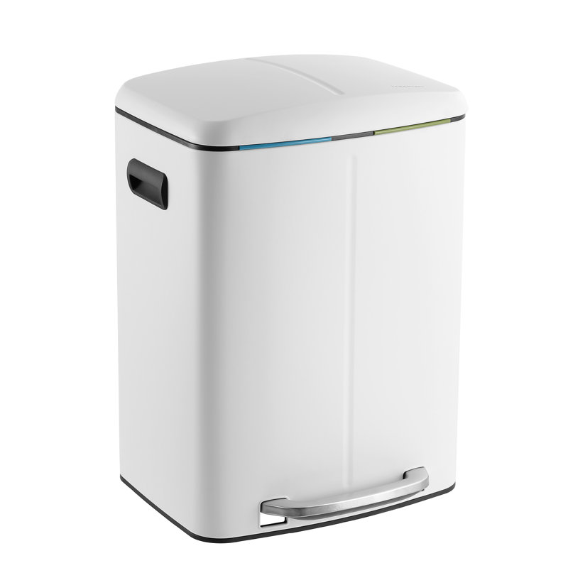 Poubelle à pédale rectangulaire 10,5 gallons Marco, Blanc