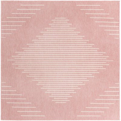 Tapis rayé en polypropylène tissé à la machine en rose / ivoire Wallington