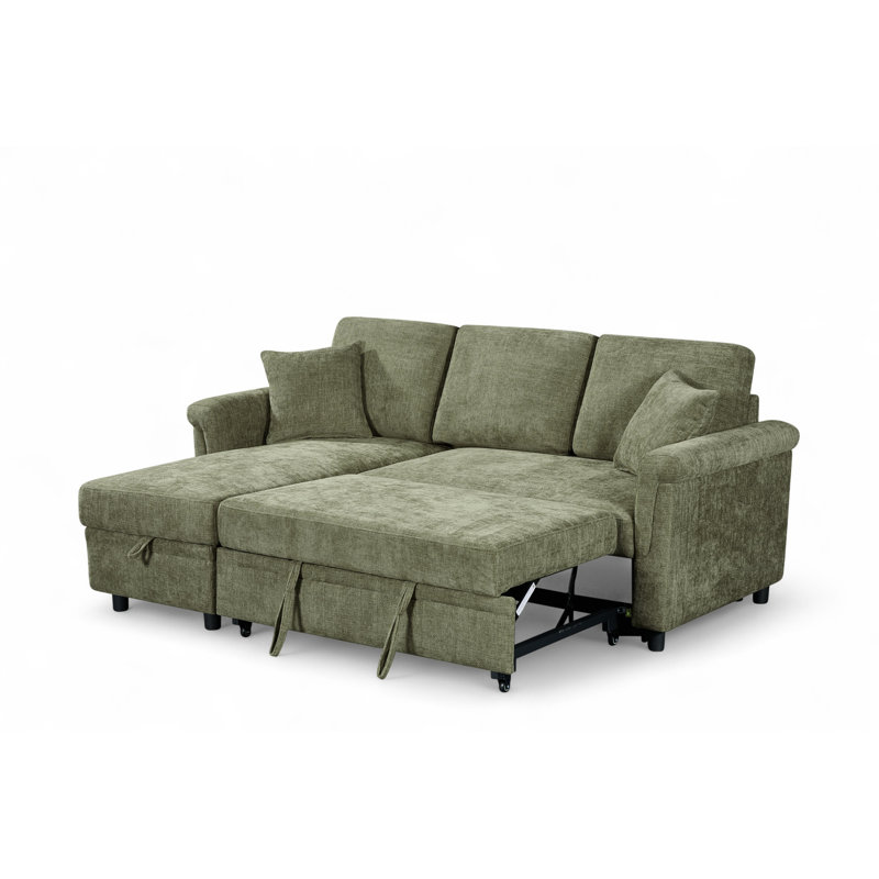 Advika 4 Seater Sofa Bed, Left Hand Facing, Green