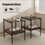 Table de bout rectangulaire 2 pièces avec plateau en verre trempé et tablette de rangement en panneau de fibres à densité moyenne, tables d'appoint de salon-1147791064-1147791056
