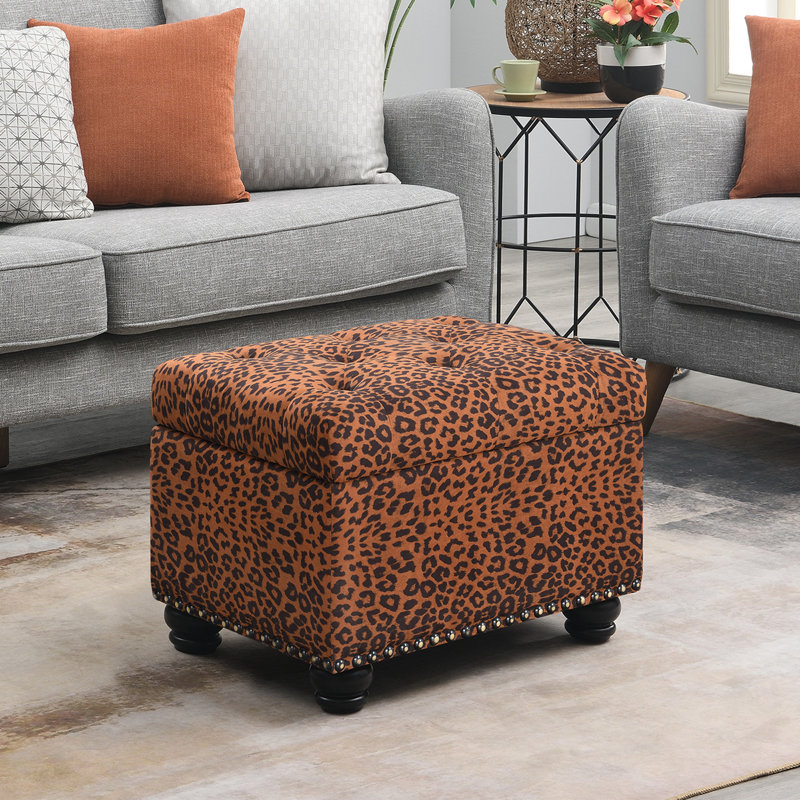 Repose-pieds avec rangement Frontenac, Forest Leopard Print Fabric