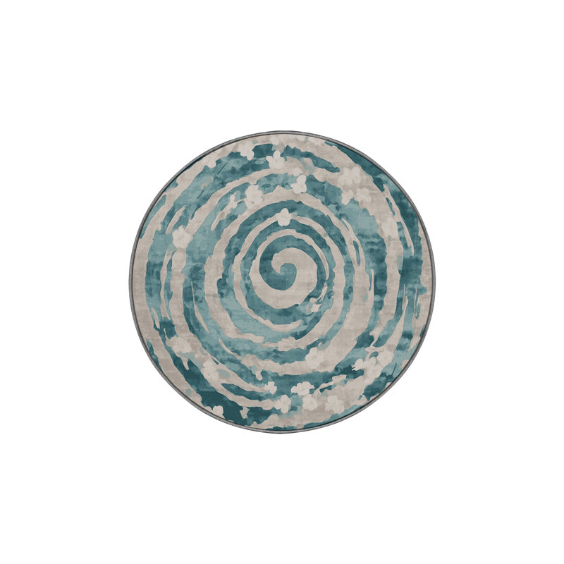 Machine Washable Gray Area Rug, Round 3'