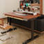 Bureau rectangulaire brun + noir massif + bois manufacturé + acier avec 2 tiroirs-1938654848