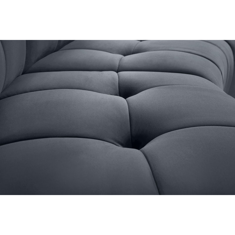 Jedson Velvet Sectional Symmetrical, Grey Velvet