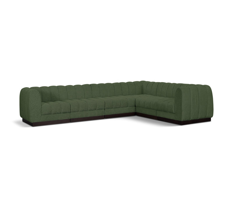 Canapé modulaire rembourré 6 pièces Quinn, Mélange de polyester vert