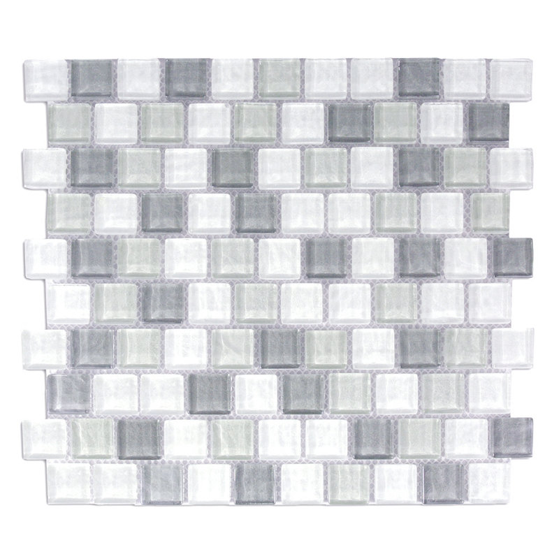 Geo 1 in. x 1 in. Textured Glass Straight Edge Brick Mosaic Wall & Pool Tile