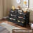 47.2" Wide Fluted 6-Drawer Dresser, Curved Wood Chest with Gold Handles-78790882