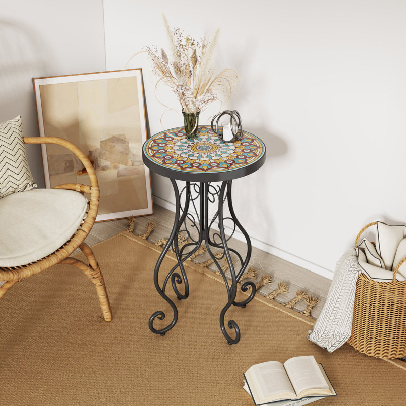 Table d'appoint ronde en céramique pour l'extérieur
