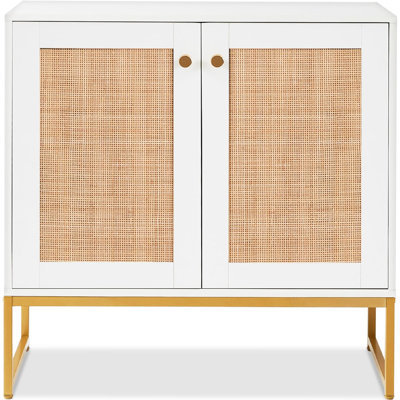 Armoire de rangement en rotin à 2 portes, mobilier d'appoint, armoire multifonctionnelle pour le salon, le couloir, la cuisine, le buffet, la table de buffet et les patins antidérapants naturels