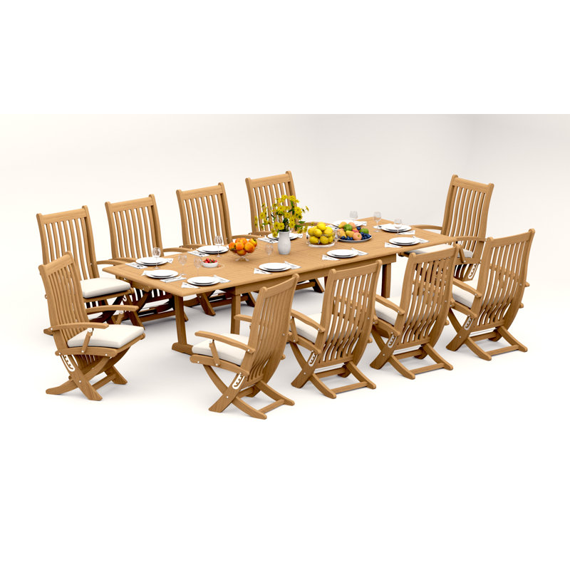 Warwick Teak Wood Patio Dining Set with, 10