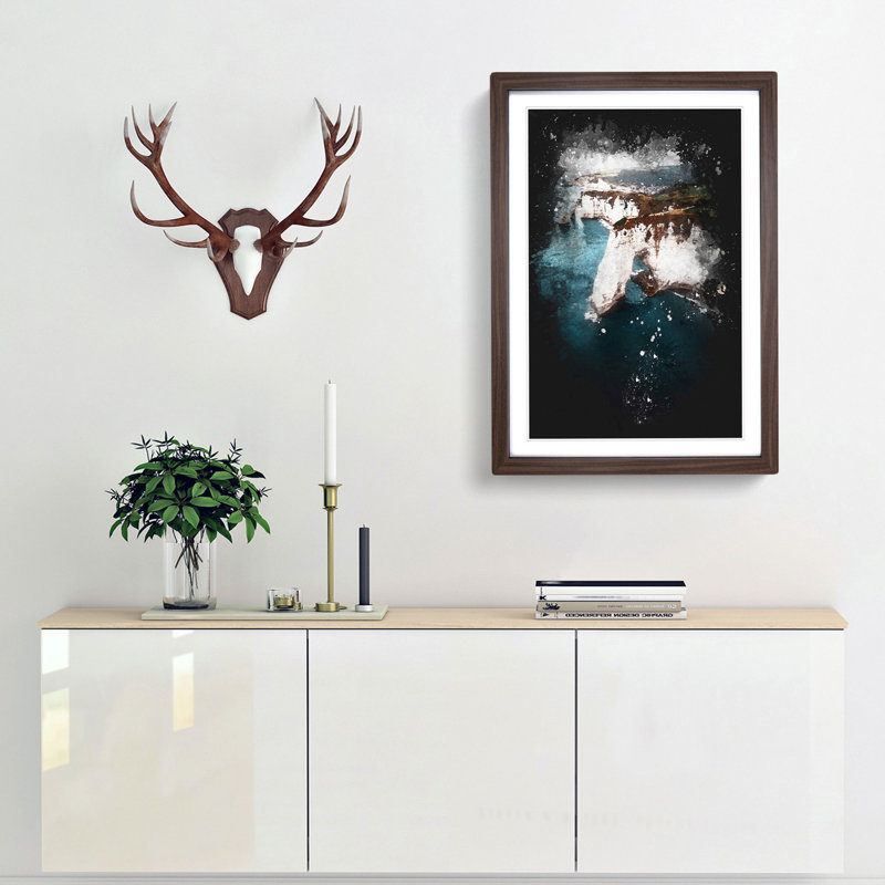 Etretat in France - Framed Print, 45cm H x 33cm W x 2cm D, Walnut Framed