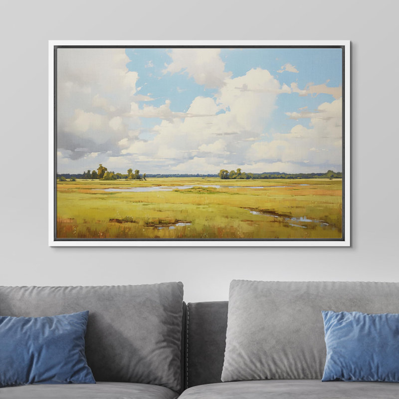 «Cloudy Blue Sky Nature Wilderness» sur toile, Cadre blanc, H 24 po x l 36 po