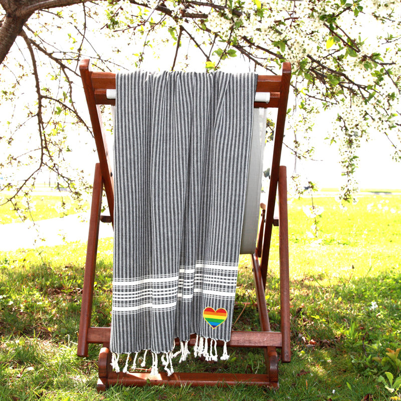  Serviette de plage turque en coton, Noir
